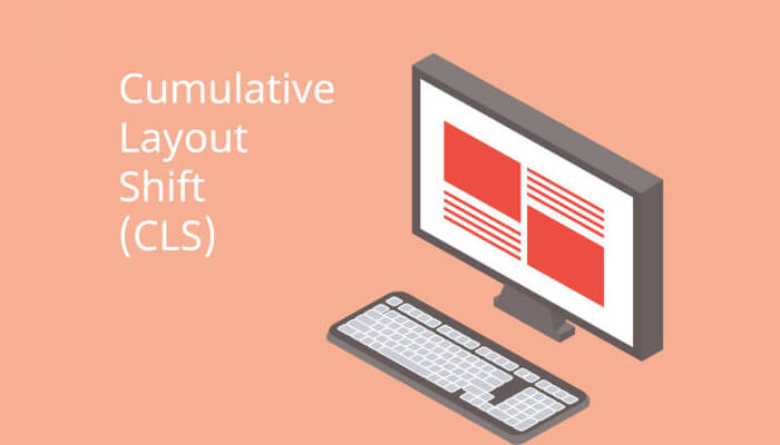 How to improve visual stability indicator and cumulative layout shift Computer screen illustrating cumulative layout shift (cls) as part of website performance scoring.