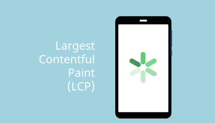 Largest contentful paint Mobile screen displaying largest contentful paint (lcp), one of the core web vitals performance metrics.