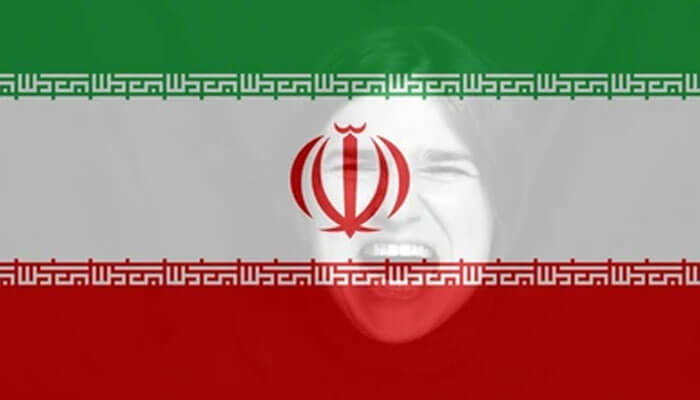 Iran-claimed-tycoonstory | tycoonstory media Portrait of a woman screaming with the iranian flag overlaid in the background, symbolizing the struggle for freedom and rights in iran.