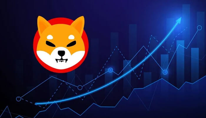 Shib has been gaining popularity Shiba inu logo with a rising graph, symbolizing the growth and success of shiba inu in the cryptocurrency market.
