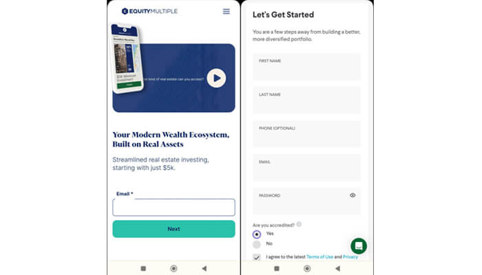 Equitymultiple Sign-up equitymultiple processes