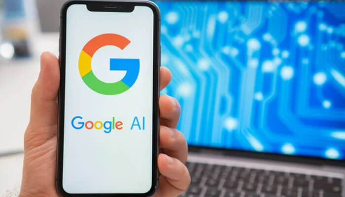 Artificial intelligence Smartphone showing google ai logo on the screen, highlighting google’s artificial intelligence and search innovation