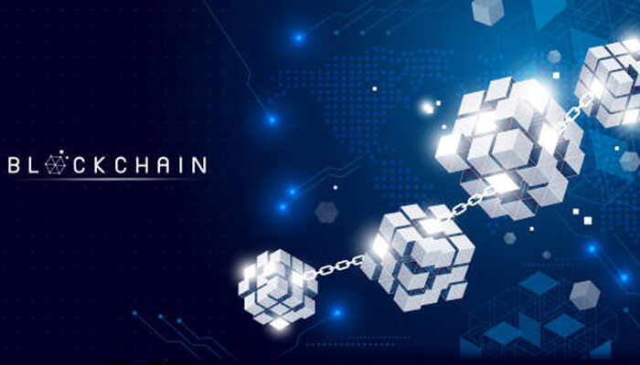 Blockchain Supercomputing and blockchain concept illustrated by interconnected digital blocks linked in a high-speed network, representing advanced supercomputing power supporting blockchain technology.