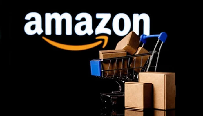 How do amazon tools help you succeed online Amazon shopping cart filled with packages, symbolizing the use of amazon selling tools to streamline product sales and logistics
