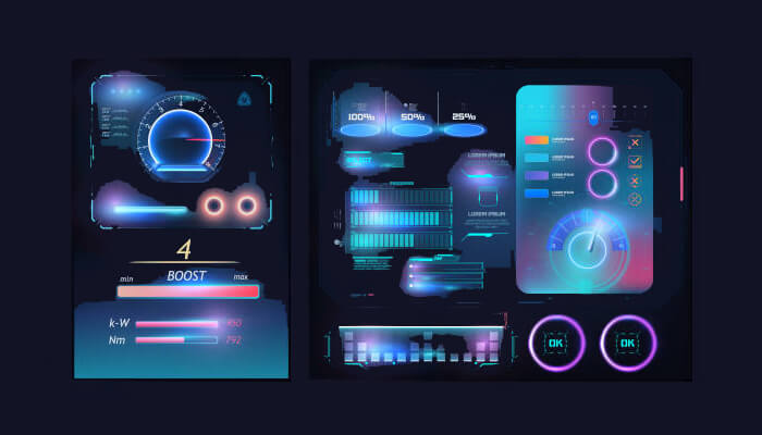 User interface Futuristic dashboard interface with analytics, charts, and performance metrics visualized using python for data visualization and system monitoring.