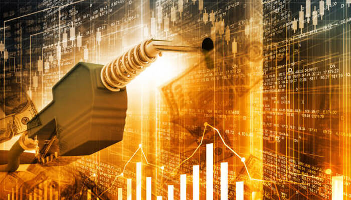 Oil price - tycoonstory | tycoonstory media Crude oil nozzle with financial charts and rising graph, symbolizing the impact of crude oil prices on global markets.