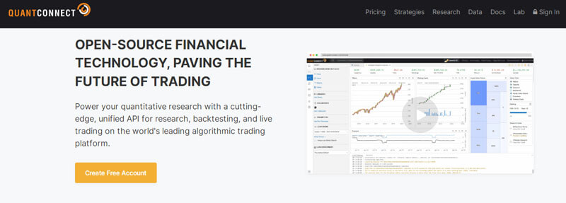 Backtesting software Quantconnect platform offering open-source financial technology and backtesting software to support algorithmic trading and quantitative research.