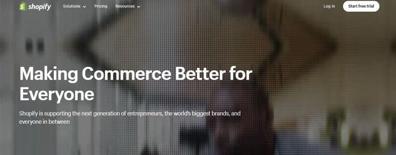 Shopify - tycoonstory | tycoonstory media Shopify homepage focused on ecommerce solutions, representing an advanced website builder service for online stores.