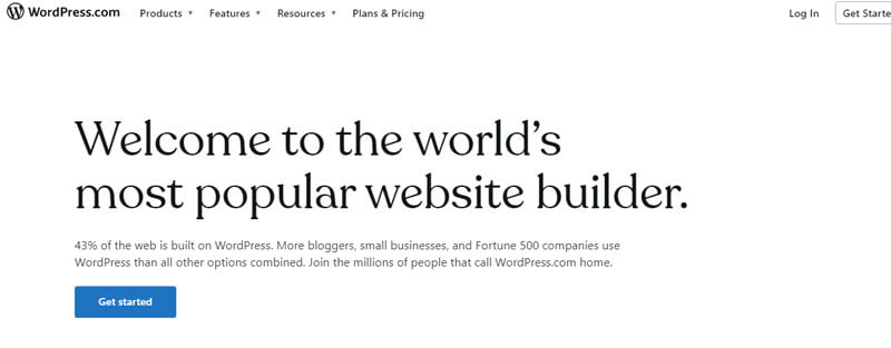 Wordpress | tycoonstory media Wordpress homepage promoting website creation and blogging, illustrating a flexible website builder service used worldwide.