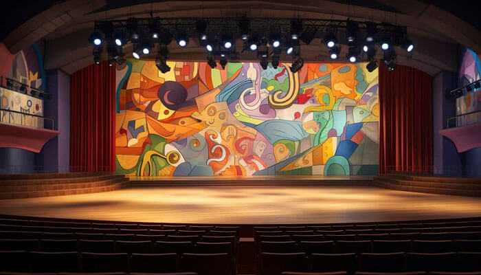 Materials in the theater Foam and polystyrene materials in the theater