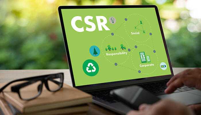 Impact of waste disposal on corporate social responsibility csr - tycoonstory | tycoonstory media Csr concept on a laptop screen, representing financial success and social responsibility