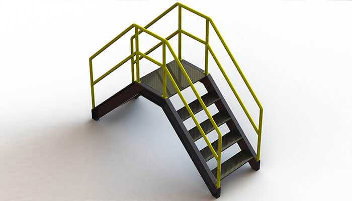Investing in crossover ladders 3d rendering of a sturdy crossover ladder with handrails and steps, illustrating compliance, efficiency, and long-term value when investing in crossover ladders.