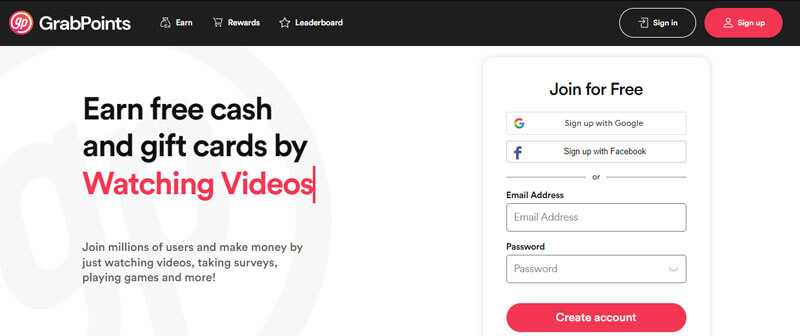 Earn money by watching ads in videos Grabpoints users to earn money by watching ads in videos