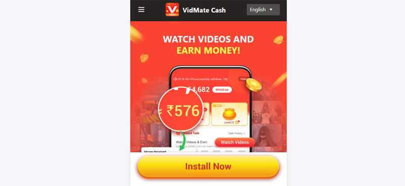 Watch video and earn money Vidmate cash app is a watch video and earn money