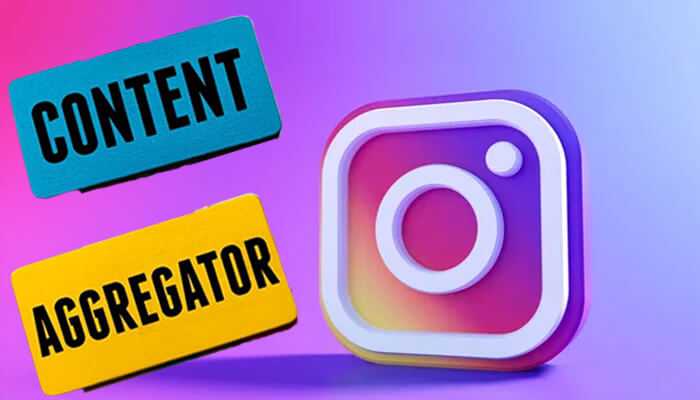 Content aggregators will be excluded from recommendations - tycoonstory | tycoonstory media Instagram logo with'Content' and 'Aggregator' labels on a colorful gradient background that symbolizes content aggregation on Instagram.