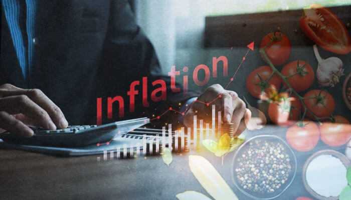 How companies in the food and beverage sector can combat inflation - tycoonstory | tycoonstory media A person using a calculator, with an inflation graph over it and some items of food, showing the inflation impact on food prices.