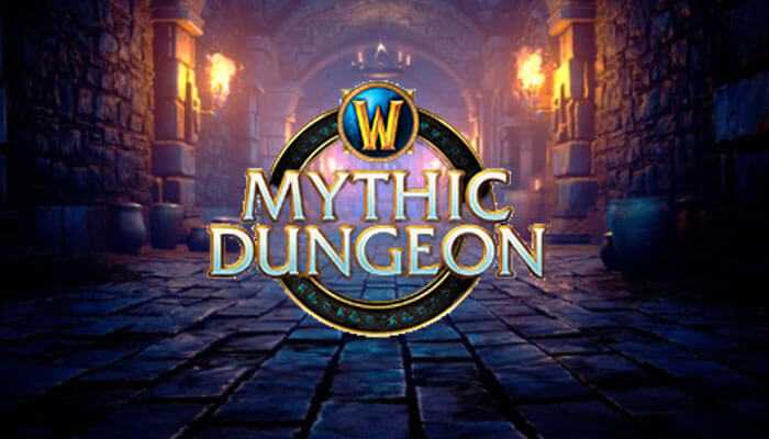 Learning opportunities and time savings - tycoonstory | tycoonstory media World of warcraft mythic+ dungeon logo displayed in a dimly lit dungeon setting.