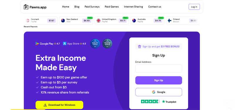 Online surveys to earn money Webpage displaying surveys to earn money platform with earnings chart and sign-up section.