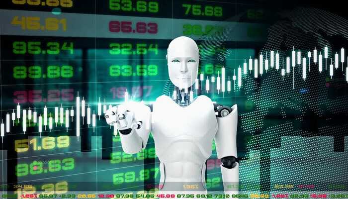 Challenges and risks of ai in trading - tycoonstory | tycoonstory media Ai in capital markets showing a robot analyzing digital financial data, representing artificial intelligence's role in enhancing trading efficiency, predictive analytics, and market liquidity