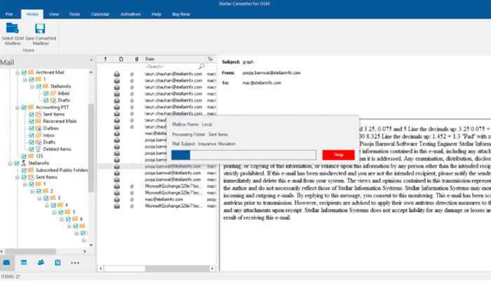 Conversion starts -tycoonstory | tycoonstory media The image shows an email recovery tool interface with a folder list, email previews, and a save email pop-up window