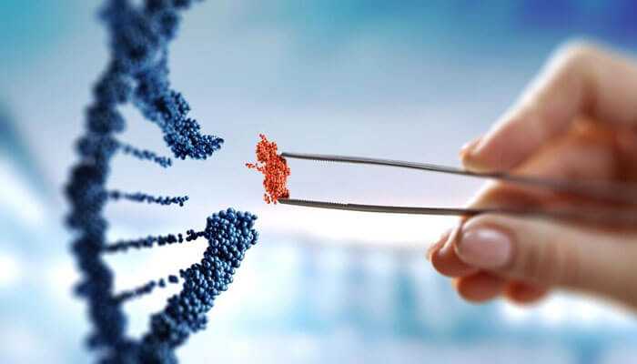 Gene therapy- tycoonstory | tycoonstory media A hand using tweezers to manipulate a segment of a dna strand, symbolizing genetic engineering, biotechnology, and regenerative medicine companies in the usa