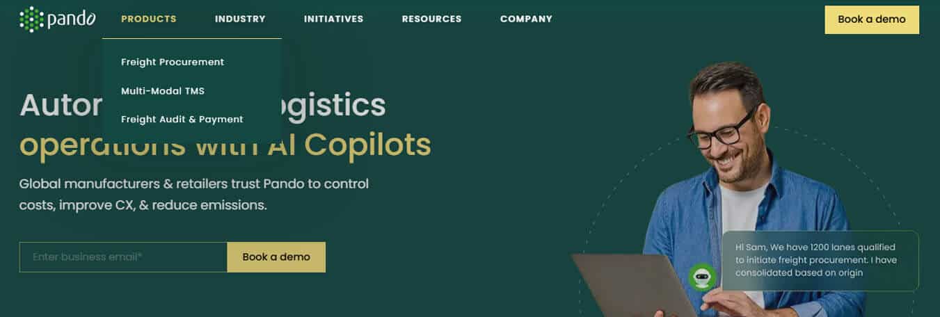 Pando - tycoonstory | tycoonstory media Pando platform streamlining logistics operations with ai copilots offering freight procurement and reduced emissions.