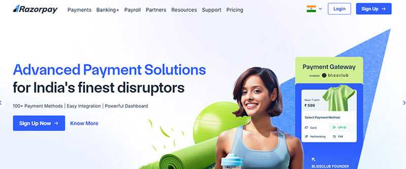 Razorpay - tycoonstory | tycoonstory media The razorpay homepage shows advanced payment solutions for business users in india.