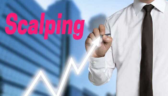 Scalping - tycoonstory | tycoonstory media Businessman in white shirt drawing an upward arrow with the word scalping, referring to stochastic oscillator settings.