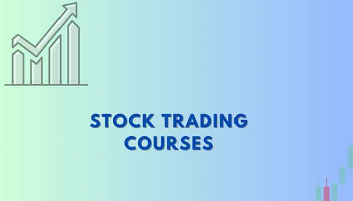 Stock trading courses - tycoonstory | tycoonstory media Stock trading courses: rising bar graph icon with an upward arrow on the gradient background and financial chart trend.