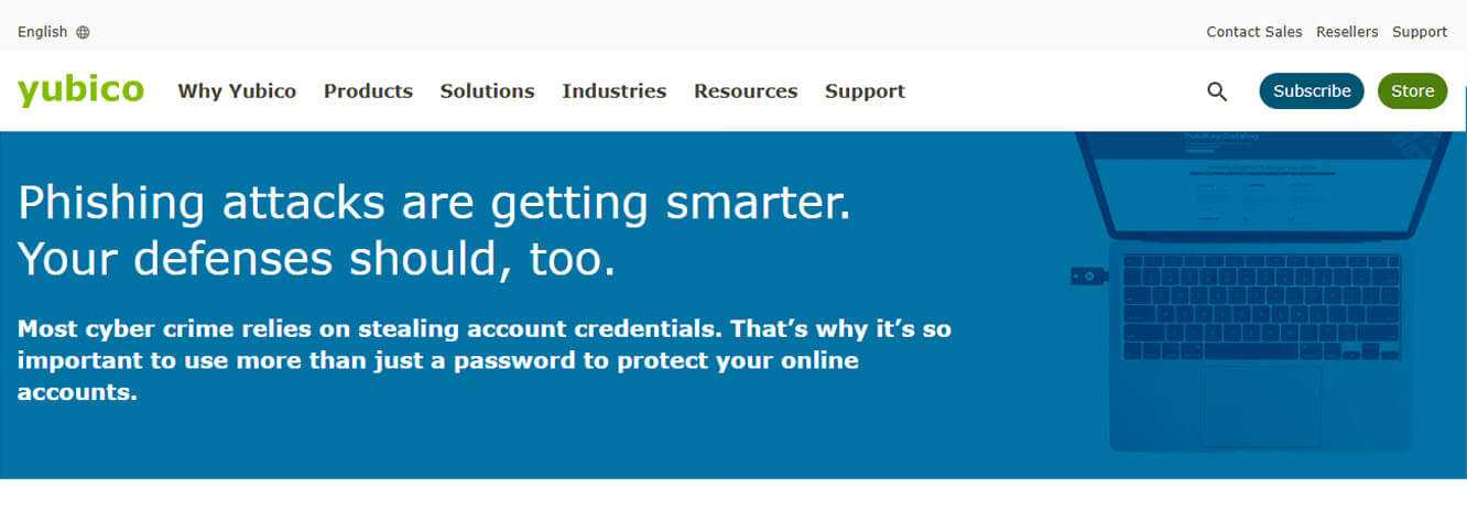 Yubi - tycoonstory | tycoonstory media Phishing attack awareness message by yubico, claiming the need for better account security than relying on passwords