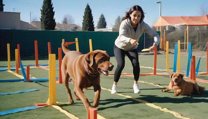 Businesses that love dogs - pet-friendly shops and services - tycoonstory | tycoonstory media A woman playing with dogs on an agility course outdoors: some of the things one does in living with dogs in phoenix.