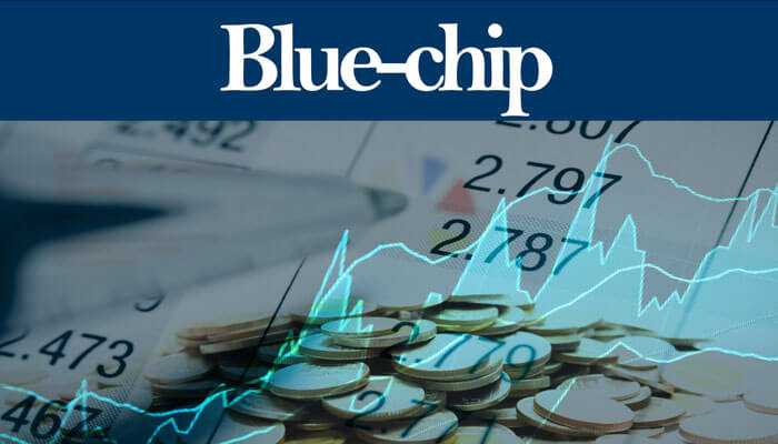 Ideal strategies for investing in blue-chip stocks - tycoonstory | tycoonstory media Blue-chip stocks with coins, stock numbers, and a rising graph in the background