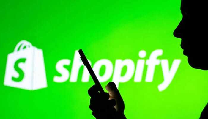 Robust marketing and analytics tools - tycoonstory | tycoonstory media A silhouette of a person holding a phone against the green background with the shopify dropshipping store logo showing.
