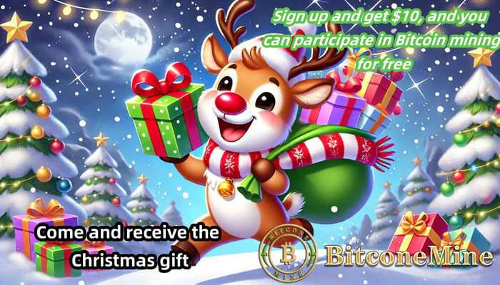 Why choose bitconemine - tycoonstory | tycoonstory media Merry reindeer promoting bitconemine christmas gift event: sign-up bonus and free participation in bitcoin mining.