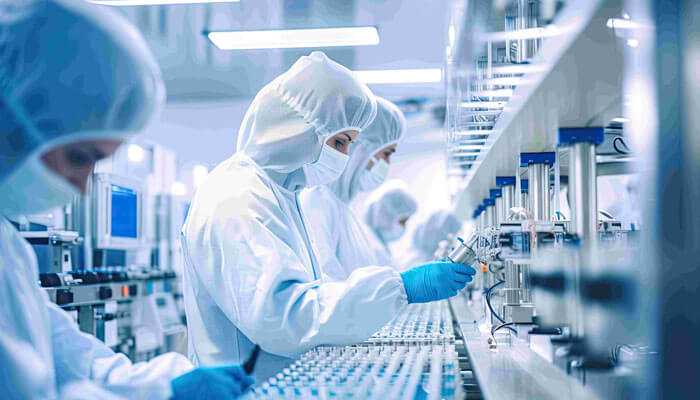 Accelerating time-to-market - tycoonstory | tycoonstory media Researchers working in a lab with clinical study software for testing and data analysis in a sterile environment.