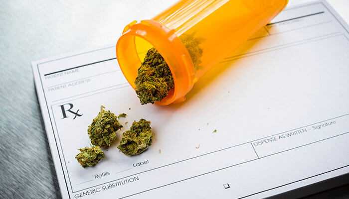 Gather required documentation -tycoonstory | tycoonstory media The image shows a medical cannabis prescription, with a prescription pad, an orange pill bottle, and dried cannabis buds, symbolizing its use as a treatment.