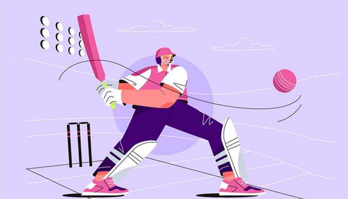 Swing and seam movement - tycoonstory | tycoonstory media Cricket player batting under floodlights in a night matches and pink balls, with wickets and a stylized field in the background.