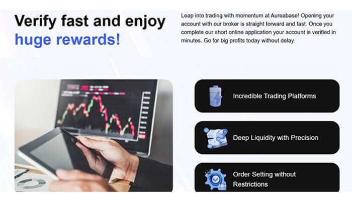 Aureabases perspective on market order - tycoonstory | tycoonstory media Aureabase trading banner showcasing fast verification, powerful platforms, deep liquidity, and unrestricted order settings with a market chart display.
