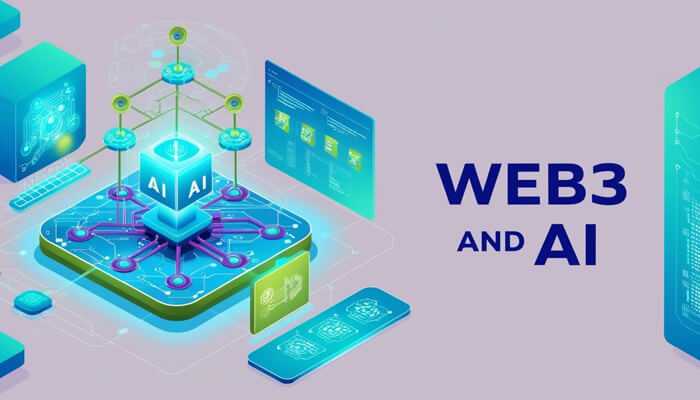 Bridging web3 ai - tycoonstory | tycoonstory media Illustration representing muhammad umar’s vision of web3 and ai integration with digital network graphics and artificial intelligence elements.