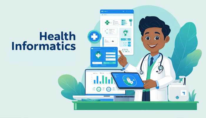 How does health informatics apply to healthcare settings - tycoonstory | tycoonstory media Health informatics – a doctor using digital tools for data-driven healthcare.