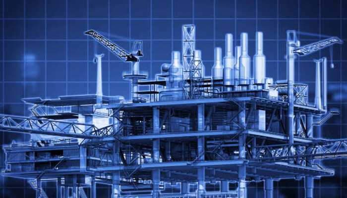 Pre-turnaround planning - tycoonstory | tycoonstory media Digital blueprint of an oil refinery, symbolizing advanced planning and technology in refinery turnarounds.