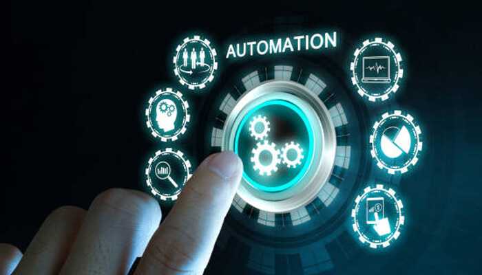 Smart automation - tycoonstory | tycoonstory media Finger touching digital interface with automation icons, representing smarter automation in modern business technology.
