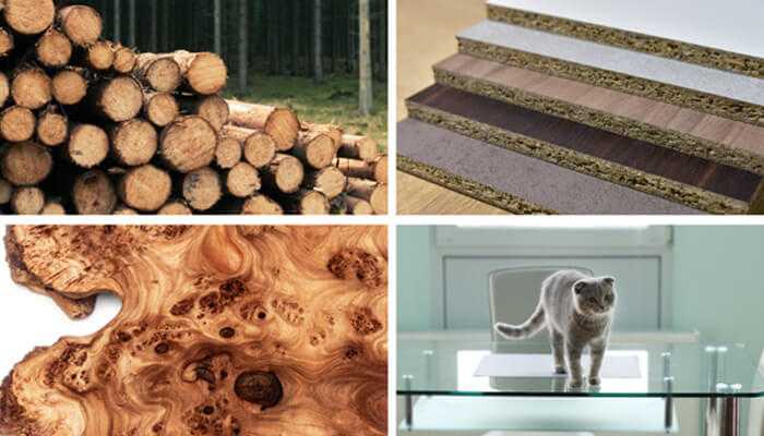 2 | tycoonstory media Various types of wood materials and surfaces, including logs, wood boards, and glass, showing different textures and styles for crafting unique table tops.