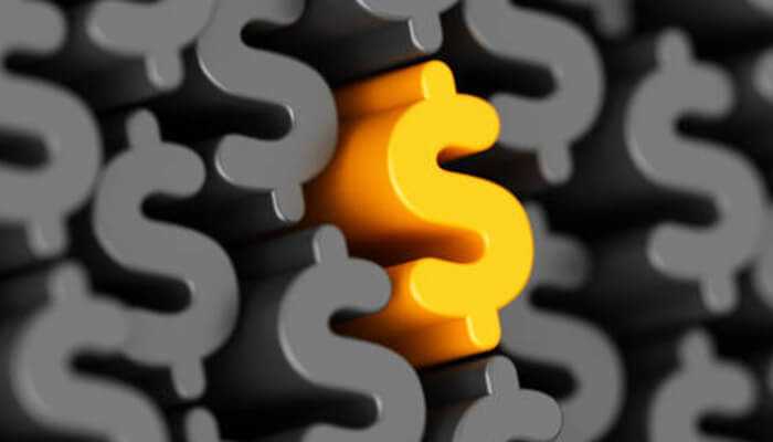 Gsa-tycoonstory 1 | tycoonstory media A bright yellow dollar sign standing out among many gray dollar signs, symbolizing the importance of competitive pricing in gsa contract negotiations.