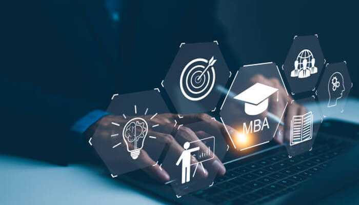 Job roles and career opportunities | tycoonstory media Digital representation of business skills and career growth icons, highlighting the benefits of an online mba course for professionals using a laptop