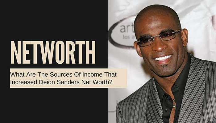What are the sources of income that increased deion sanders net worth | tycoonstory media Deion sanders posing in a stylish outfit with the text'Net Worth: What Are The Sources Of Income That Increased Deion Sanders Net Worth?