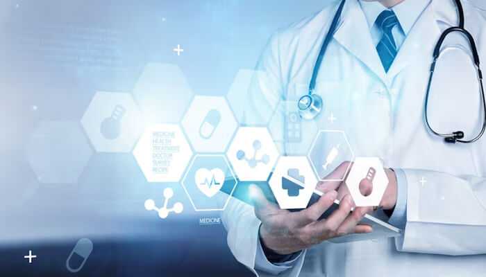 The profound impact of health benefits on your daily life 1 | tycoonstory media Doctor reviewing health benefit plans on a digital tablet with futuristic healthcare icons and medical interface.