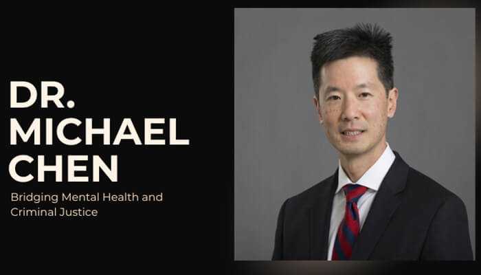 Dr. Michael chen | tycoonstory media Dr. Michael chen, expert bridging mental health and criminal justice, in a formal suit portrait.