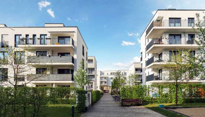 Sustainable urban development Eco-friendly residential buildings with greenery promoting sustainable urban development