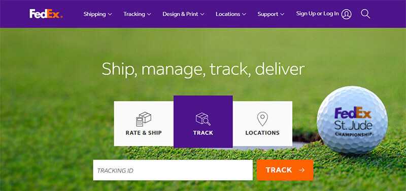Fedex airline - tycoonstory | tycoonstory media Fedex homepage showing options to ship, manage, track, and deliver with a focus on tracking shipments.